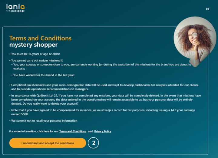 Register as a Mystery Shopper: Terms and Conditions